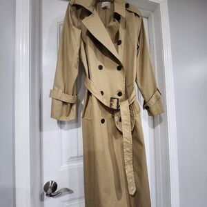 LOFT Tan Double-Breasted Trench Coat with Belt